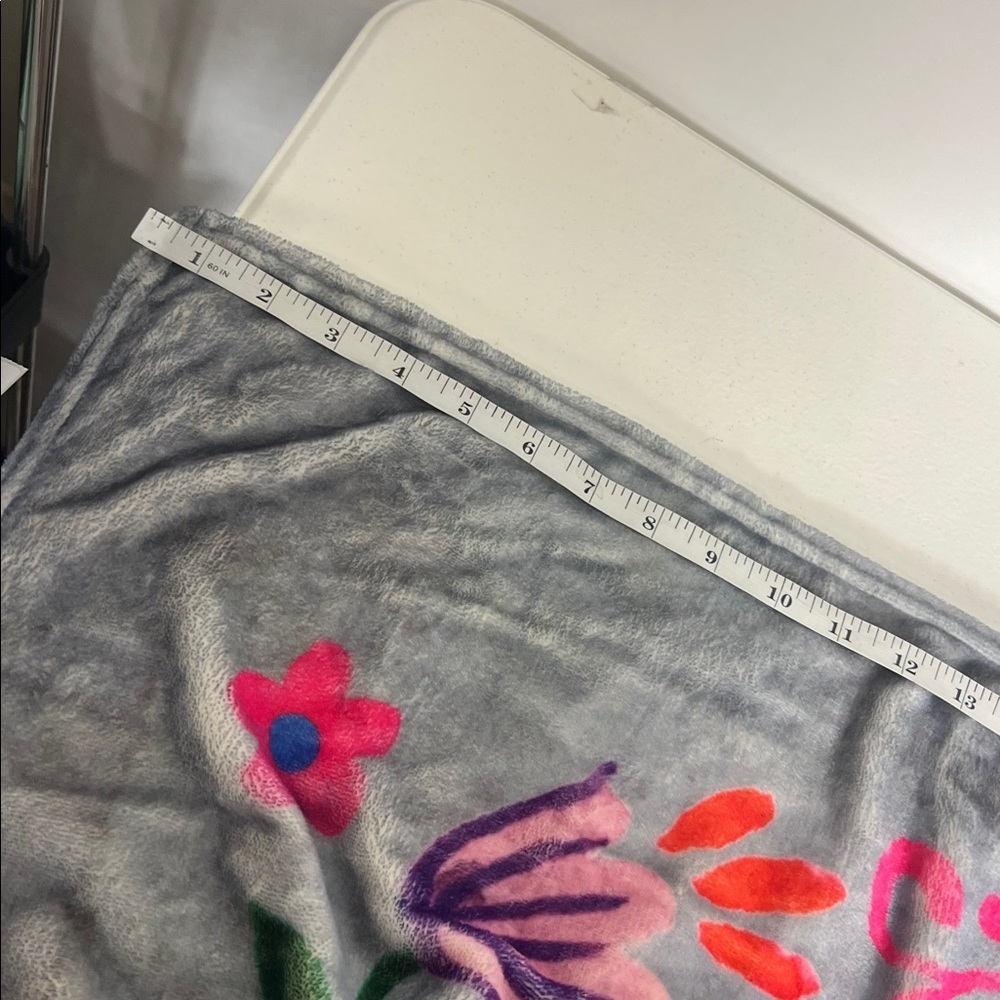 Natural Life Throw Blanket Gray with Floral Print - Picture 5 of 6
